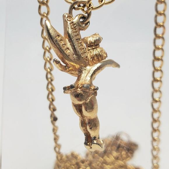 Disney Tinker Bell Necklace Vintage Gold-Toned Pendant - Picture 8 of 13